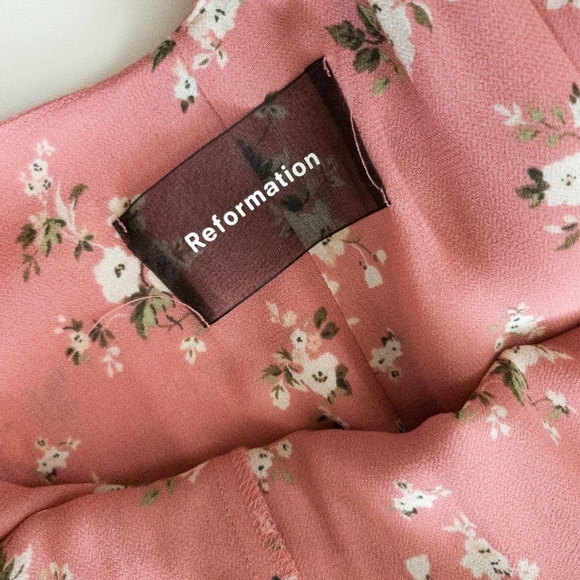 Reformation Trista Ruffle Sleeve Open Back Dress in Marlene NWT - Picture 9 of 13